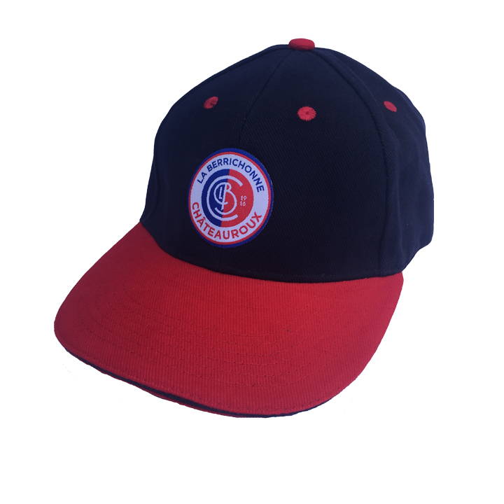 Navy cap with red visor